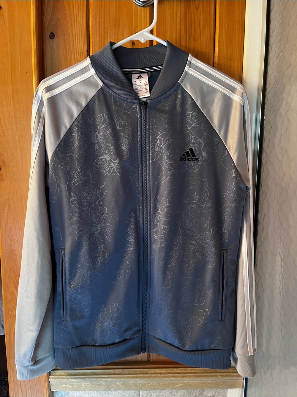 adidas Men's Gray Floral-Print Bomber Jacket